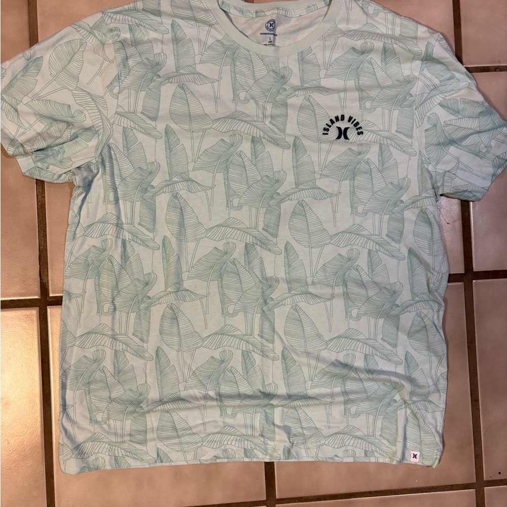 Hurley Mint Green Leaf Print Tee